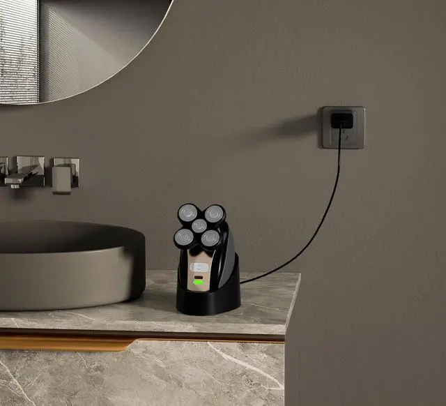 Alt view image 7 of 7 - Charging Dock Compatible with Freebird FlexSeries Electric Head Hair Shaver, Charger Cord Base Stand with Power Cable for flex series Replacement Razor Adapter