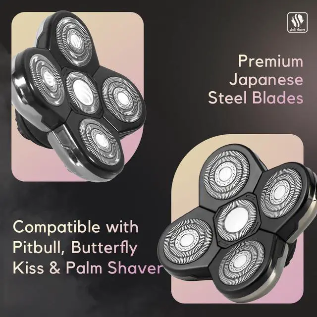 Alt view image 6 of 6 - Skull Shaver Baron Replacement Shaver Head Blade - Smooth Close Shave - Wet & Dry Use - Flexible 5-Head Design - Quick Twist Lock - Universal Fit