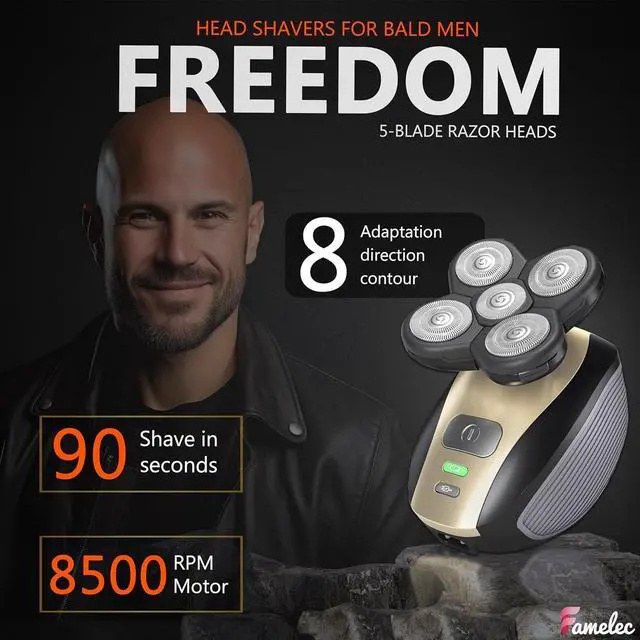 Alt view image 4 of 7 - 3 Pack Freedom Shaver Heads Compatible with Freedom Grooming Replacement Blades for Bald Men Head Shaver Kit, Refills Waterproof Razor Kits Fit for Electric Razor Shaver Replacement Blades