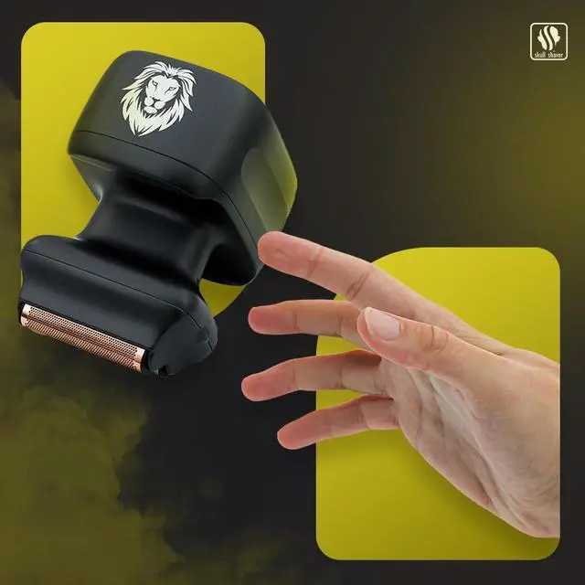 Alt view image 6 of 7 - Skull Shaver One Lion Gold PRO Face Shaver for Men - Electric Shaver with Stepped Twin Foil