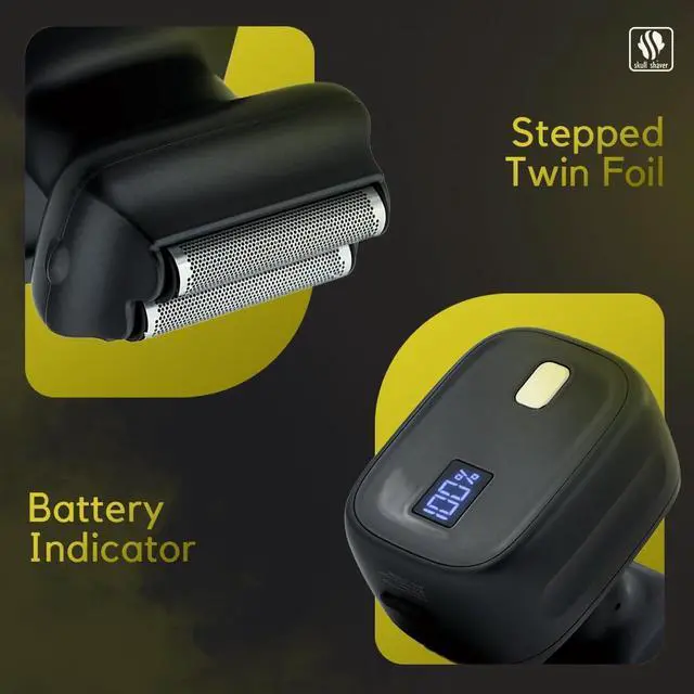 Alt view image 7 of 7 - Skull Shaver One Lion Gold PRO Face Shaver for Men - Electric Shaver with Stepped Twin Foil