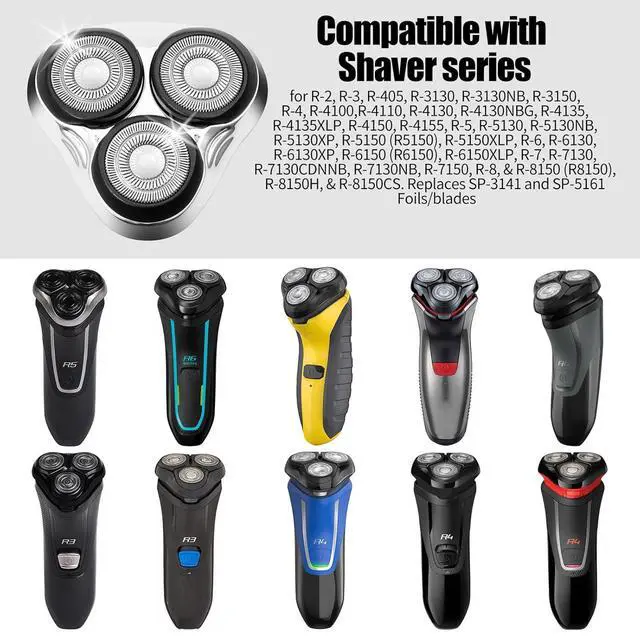 Alt view image 6 of 6 - Universal Rotary Replacement Shaver Head,Compatible with Remington Shaver Series,for R3,R4,R5,R6,R7,R8,SP-3141 and SP-5161 Foils/Blades (Silver(1 Count))