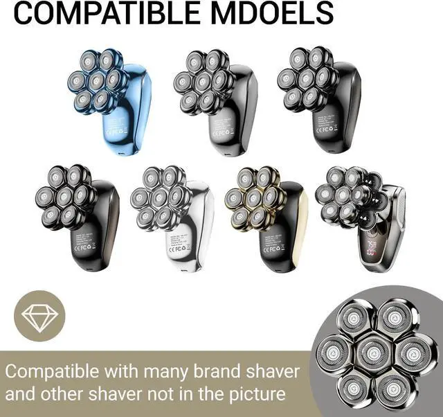 Alt view image 6 of 6 - 7D Floating Head Compatible with SHPAVVER Replacement Heads,Head Shaver Replacement Heads Compatible with SHPAVVER Electirc Shaver for Men,7D Head Shavers for Bald Men.