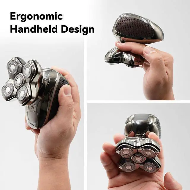 Alt view image 6 of 7 - Head Shavers for Bald Men, MAXGROOM 5 in 1 Waterproof Head Razor for Men with LED Display, Travel Pouch, USB Rechargeable & Magnetic Detachable, Silver