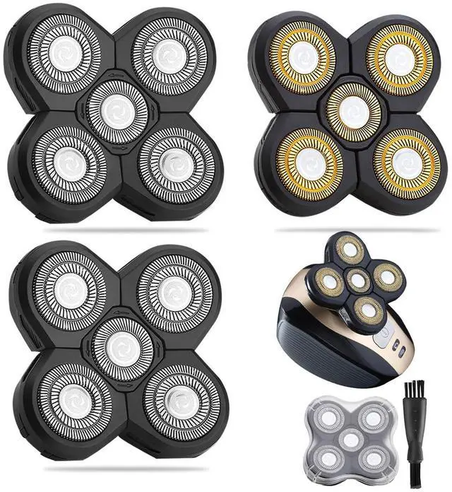 Main image of 3 Pcs 5 Blades Universal Head Shaver replacement Heads for Head Shaver, Compatible mainstream shaver brands, head shaver replacement blades, Electric shaver replacement heads
