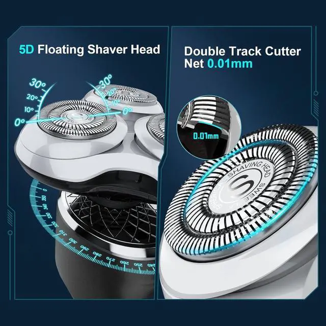 Alt view image 3 of 7 - Electric Razor for Men with Travel Case, SweetLF 100% Waterproof Electric Shaver,Wet Dry Shaving/Rechargeable/Sideburns/Trimmer/Nose Trimmer/Type C Charging Cable