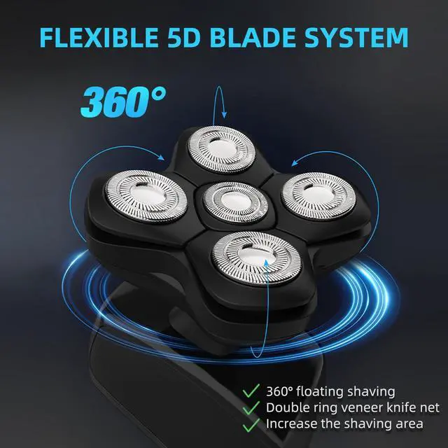 Alt view image 2 of 5 - Freedom Grooming Bald Head Shaver Replacement Blades - Premium 5 Blade Shaver Heads for Bald Men, 3 Cleaning Brush, 3 Pack