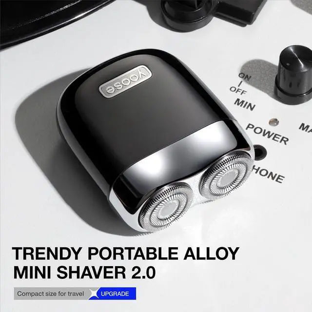 Alt view image 2 of 7 - yoose Mini Electric Shaver, Alloy Portable Travel Shavers, Cordless Shaving, USB-C Rechargeable Electric Razor for Men, Dry Shave, IPX7 Waterproof, Detachable Head, Easy Cleaning, Black