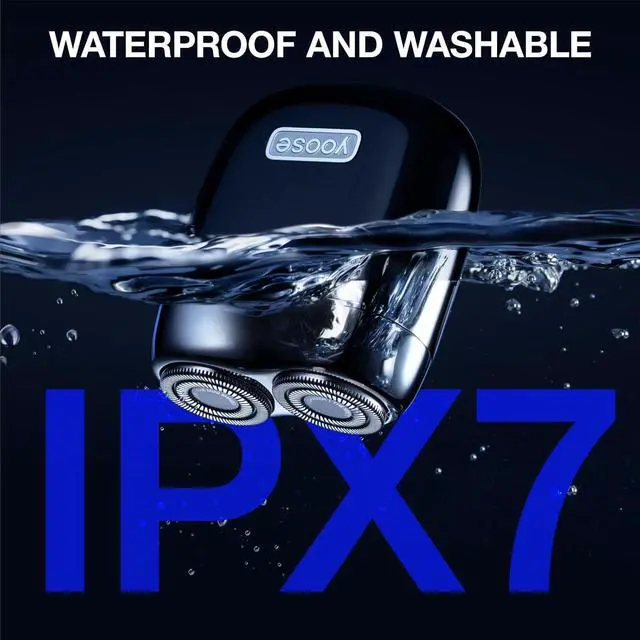 Alt view image 5 of 7 - yoose Mini Electric Shaver, Alloy Portable Travel Shavers, Cordless Shaving, USB-C Rechargeable Electric Razor for Men, Dry Shave, IPX7 Waterproof, Detachable Head, Easy Cleaning, Black