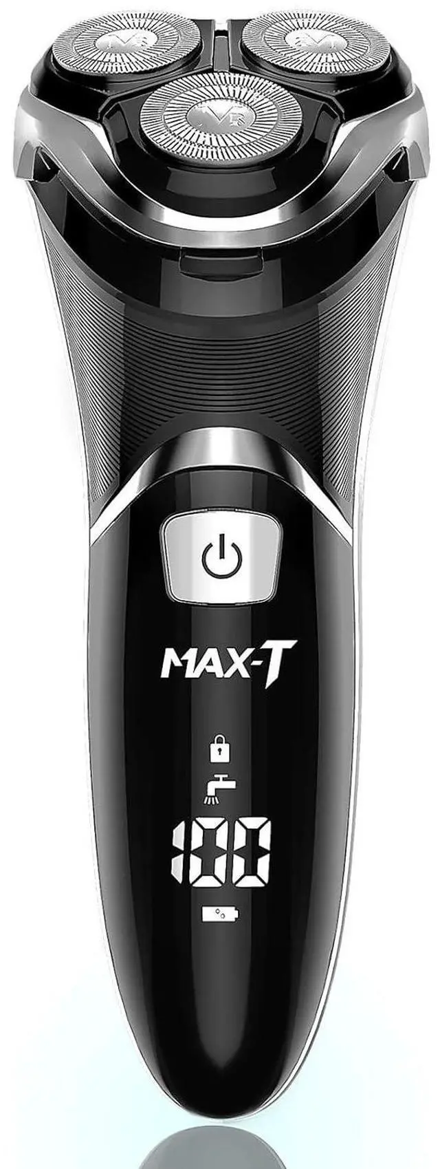 Main image of Men's Electric Shaver - MAX-T Corded and Cordless Rechargeable 3D Rotary Shaver Razor for Men with Pop-up Sideburn Trimmer Wet and Dry with Wall Adapter 100-240V
