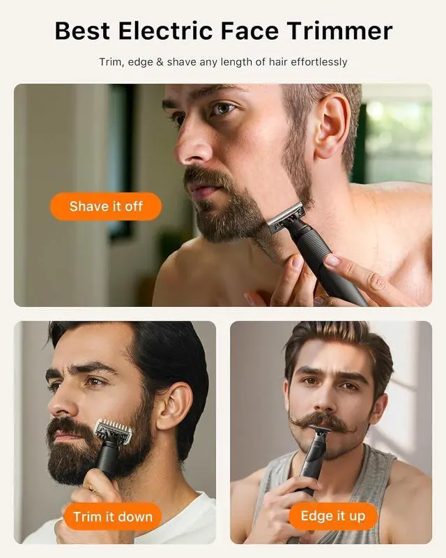 Alt view image 2 of 7 - [2025 Upgraded Beard & Body Hair Trimmer for Men [All-in-One] USB-C Fast Charging, Groin & Ball Hair Painless Electric Shaver, Travel Razors, Waterproof Wet/Dry Groomer, Black(Lite)