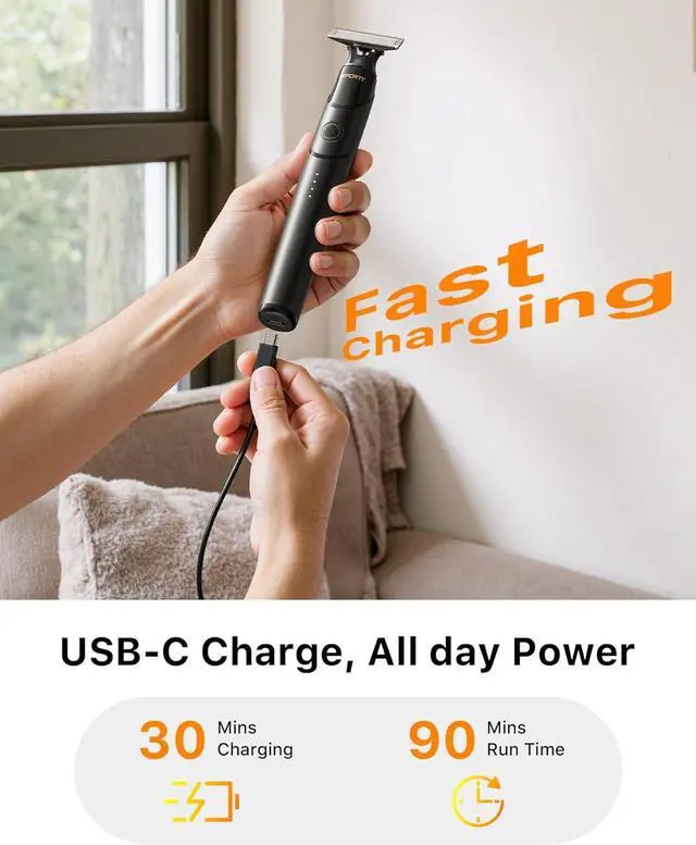 Alt view image 4 of 7 - [2025 Upgraded Beard & Body Hair Trimmer for Men [All-in-One] USB-C Fast Charging, Groin & Ball Hair Painless Electric Shaver, Travel Razors, Waterproof Wet/Dry Groomer, Black(Lite)