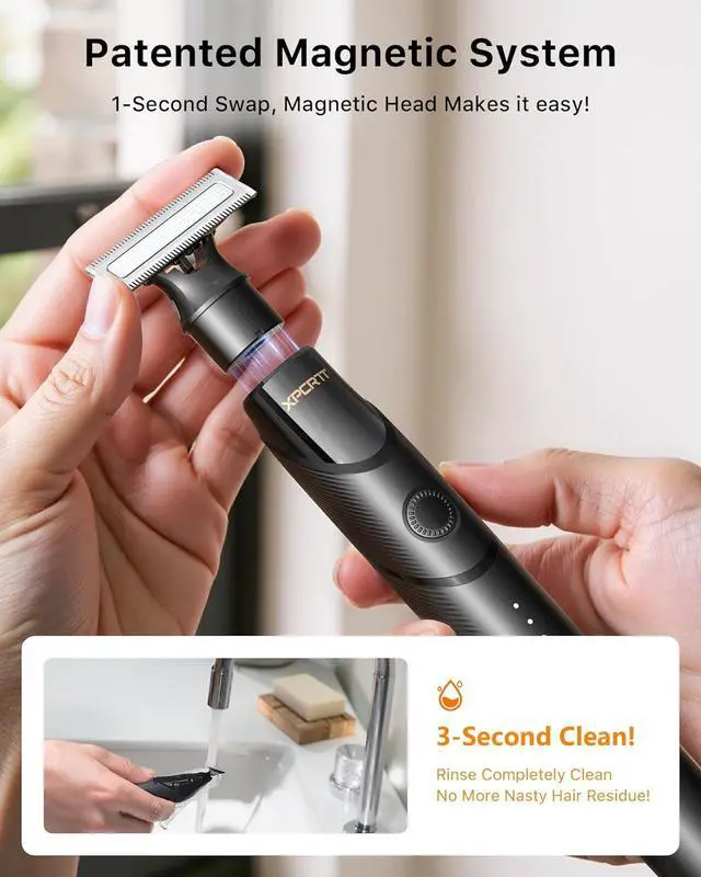 Alt view image 5 of 7 - [2025 Upgraded Beard & Body Hair Trimmer for Men [All-in-One] USB-C Fast Charging, Groin & Ball Hair Painless Electric Shaver, Travel Razors, Waterproof Wet/Dry Groomer, Black(Lite)