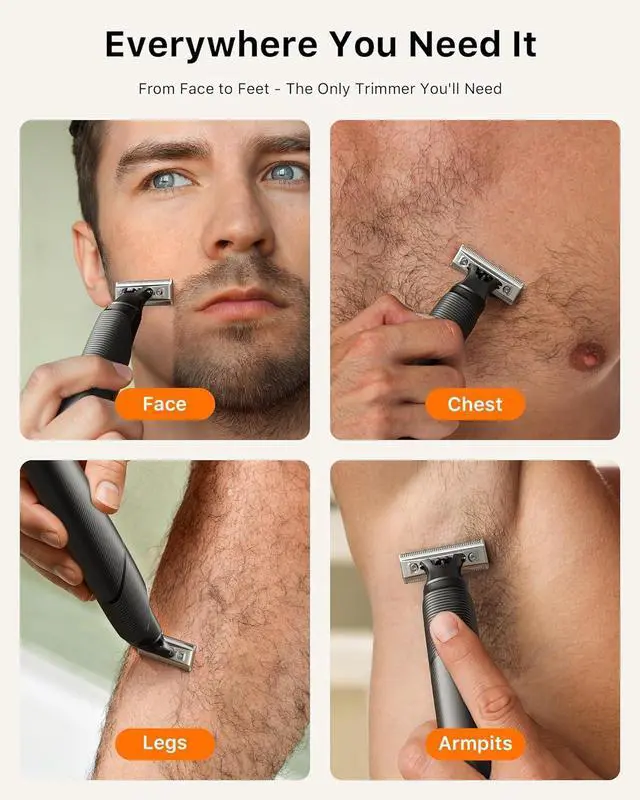 Alt view image 6 of 7 - [2025 Upgraded Beard & Body Hair Trimmer for Men [All-in-One] USB-C Fast Charging, Groin & Ball Hair Painless Electric Shaver, Travel Razors, Waterproof Wet/Dry Groomer, Black(Lite)