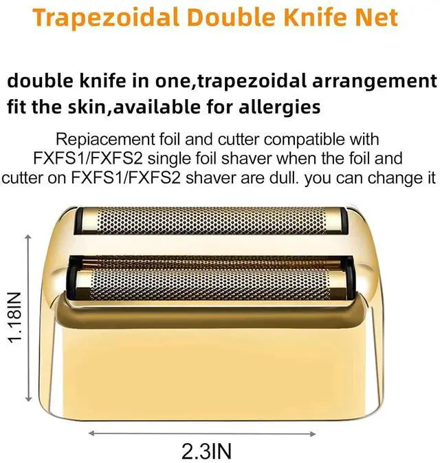 Alt view image 2 of 6 - 2 Pack Shaver Replacement Foil and Cutters Compatible with BaBylissPRO Double FXFS2 Metal Shaver foil Replacement,Golden