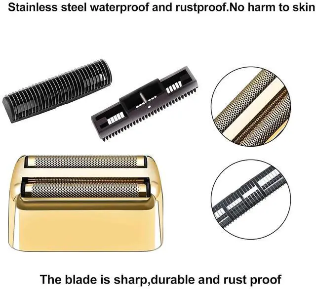 Alt view image 5 of 6 - 2 Pack Shaver Replacement Foil and Cutters Compatible with BaBylissPRO Double FXFS2 Metal Shaver foil Replacement,Golden