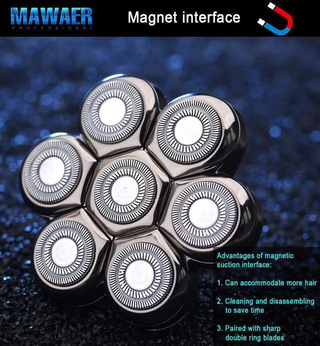 Alt view image 7 of 7 - Universal Magnetic 7 Blades Head Shaver Replacement Heads Compatible with Freedom Eagle Shaver, Compatible with mainstream shaver brands Universal replacement heads (7 Silver)