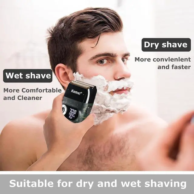 Alt view image 7 of 7 - Kemei Foil Professional Electric Shaver for Men Razor with Bald Trimmer Cordless Shavers Rechargeble LED Display 2 in 1