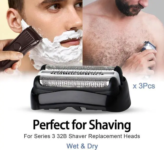 Alt view image 2 of 7 - 3Pack 32B S3 Electric Replacement Heads Compatible with Braun Series 3 Shavers, Suitable for S3 3040s 3080s-4 370cc 3070cc 3000s 3010, 3090cc Etc.