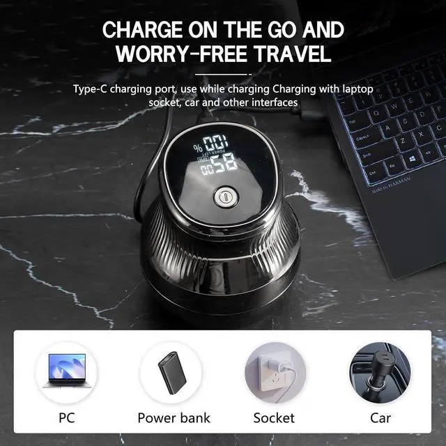Alt view image 3 of 7 - Head Shavers for Bald Men, Mini Electric Razor for Bald Men, Travel Shaver Portable, Type-C Charging, Waterproof Pocket Size Electric Shaver, LED Display, Suitable for Travel, Home and Gift Giving
