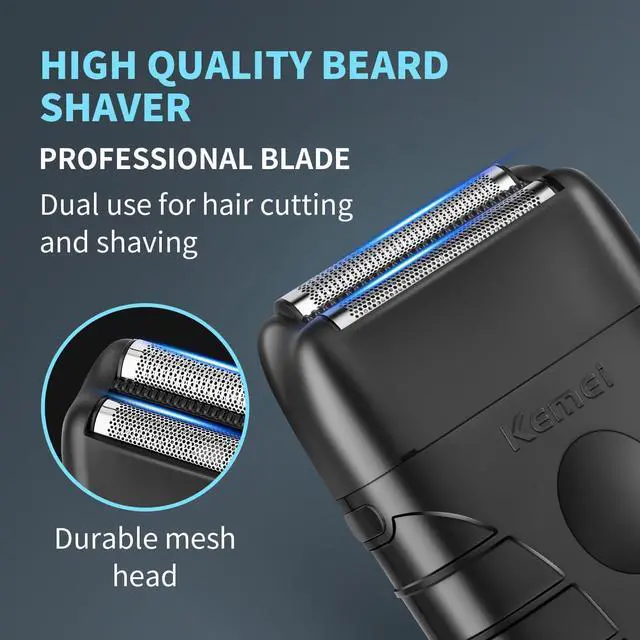 Alt view image 2 of 7 - KEMEI Professional Electric Foil Shaver for Men, Beard Trimmer & Men's Grooming Tool, Foil Shaving and Bald Head Precision Trimmer. Cordless and Rechargeable with USB. Gifts for Men
