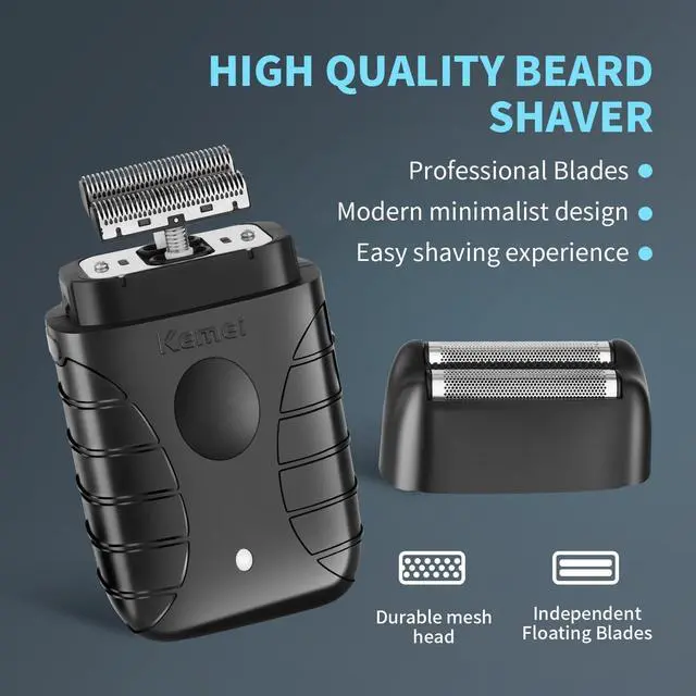 Alt view image 6 of 7 - KEMEI Professional Electric Foil Shaver for Men, Beard Trimmer & Men's Grooming Tool, Foil Shaving and Bald Head Precision Trimmer. Cordless and Rechargeable with USB. Gifts for Men