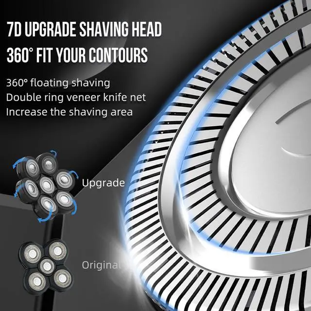 Alt view image 3 of 7 - Bald Head Shaver Replacement Blades for Head Shaver, Premium 7 Blades Shaver Replacement Heads for Universal Head Shavers and Freedom Bald Men Grooming, 3 Cleaning Brush, 3 Pack
