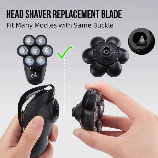 Alt view image 4 of 7 - Bald Head Shaver Replacement Blades for Head Shaver, Premium 7 Blades Shaver Replacement Heads for Universal Head Shavers and Freedom Bald Men Grooming, 3 Cleaning Brush, 3 Pack