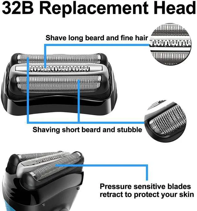 Alt view image 3 of 6 - 32B Series 3 Electric Shaver Replacement Head Compatible with Braun Series 3 Foil Shaver Replacement Heads S3 3040s 3080s-4 370cc 3070cc 3000s 3010, 3090cc 2PCS