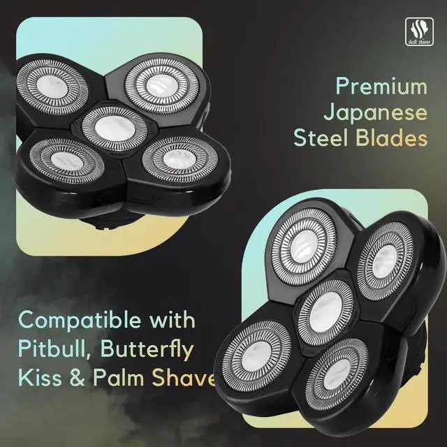 Alt view image 5 of 6 - Skull Shaver Carver 5 Head Replacement Blade - Efficient Shave for Coarse Hair - Flexing Rotary Blades - Easy Maintenance - Fits Pitbull Shavers