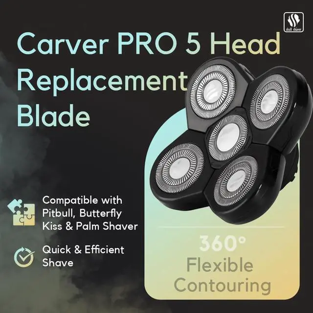Alt view image 6 of 6 - Skull Shaver Carver 5 Head Replacement Blade - Efficient Shave for Coarse Hair - Flexing Rotary Blades - Easy Maintenance - Fits Pitbull Shavers
