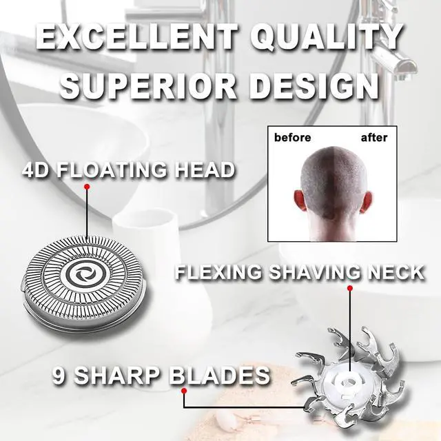 Alt view image 4 of 6 - 16 PACKS Head Shaver Replacement Heads Compatible with Skull Shaver Pitbull Gold PRO, Pitbull Silver PRO, Palm, Pitbull Platinum PRO, Electric Razor Replacement head for Superior Shaving
