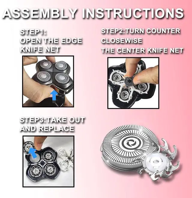 Alt view image 6 of 6 - 16 PACKS Head Shaver Replacement Heads Compatible with Skull Shaver Pitbull Gold PRO, Pitbull Silver PRO, Palm, Pitbull Platinum PRO, Electric Razor Replacement head for Superior Shaving