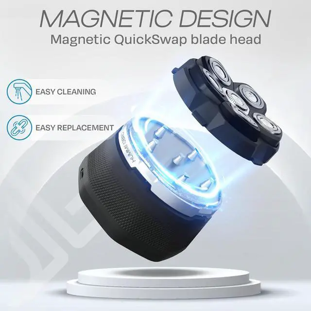 Alt view image 4 of 7 - HUMMINGBIRD Head Shavers for Bald Men - MK3 Mens Head Shaver, Detachable Head, Wet/Dry Electric Razor, Rotary Bald Head Shavers for Men, Waterproof, Cordless USB-C Rechargeable Skull Shaver with case