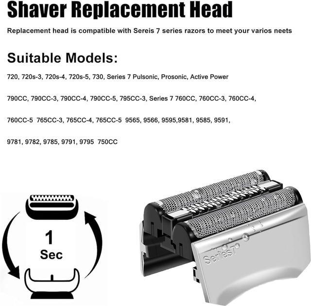 Alt view image 2 of 5 - 70S Series 7 Replacement Shaver Heads Compatible with Braun S7 Replacement Head Wet and Dry, 70s Blades for Braun Series 7 Electric Foil Shavers 720,750CC, 760CC,790CC,9565