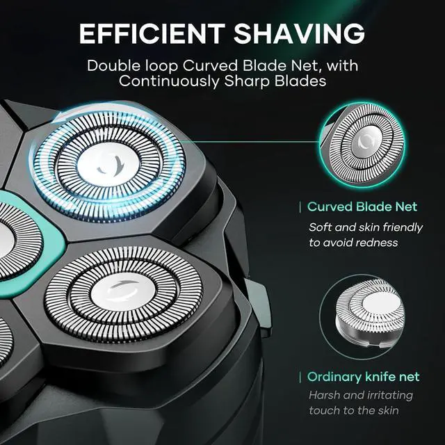 Alt view image 2 of 7 - 6D Head Shaver Replacement Blades Magnetic Floating Razor Heads, Wet & Dry Compatible, Precision Shaving, Waterproof & Skin-Friendly, Easy Blade Replacement for 6D Electric Shaver