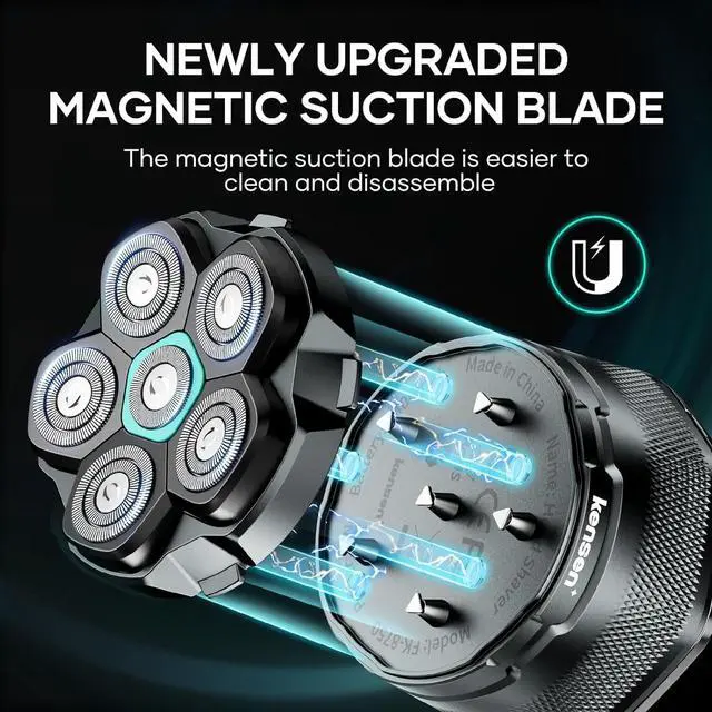Alt view image 6 of 7 - 6D Head Shaver Replacement Blades Magnetic Floating Razor Heads, Wet & Dry Compatible, Precision Shaving, Waterproof & Skin-Friendly, Easy Blade Replacement for 6D Electric Shaver