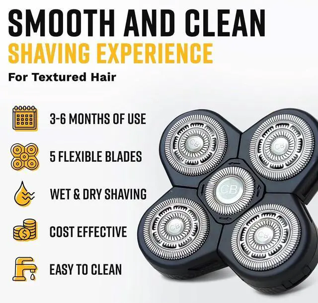 Alt view image 6 of 7 - Deluxe Replacement Rotary Shaver Head, Universal Fit for Most Rotary Shavers, Designed for Textured Hair, Easy to Clean, The Cut Buddy