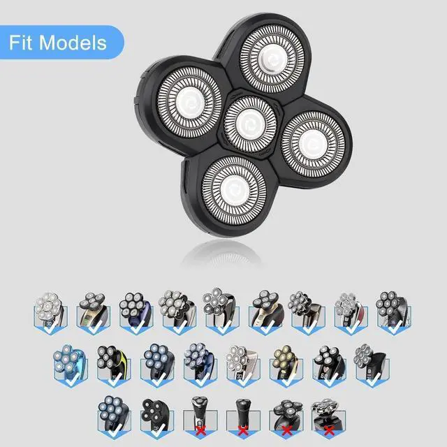 Alt view image 2 of 7 - FREEDOM 3PCS Universal 5 Blades Shaver Replacement Heads Compatible with SHPAVVER Wyklaus Freedom shaver, for Most Major Brands, with Easy grooming Clean Brush Blade Cover