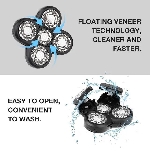 Alt view image 5 of 7 - FREEDOM 3PCS Universal 5 Blades Shaver Replacement Heads Compatible with SHPAVVER Wyklaus Freedom shaver, for Most Major Brands, with Easy grooming Clean Brush Blade Cover
