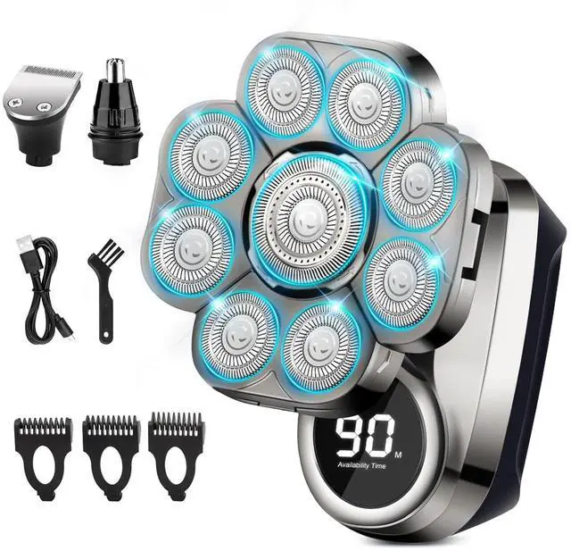 Main image of 9D Head Shavers for Bald Men, Electric Shaver for Men,6 in 1 Mens Grooming Kit with Nose Hair Trimmer, Beard Trimmer,Waterproof Wet/Dry Rotary Shaver,Gift for Father, Husband, Boyfriend