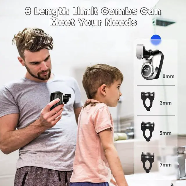 Alt view image 5 of 7 - 9D Head Shavers for Bald Men, Electric Shaver for Men,6 in 1 Mens Grooming Kit with Nose Hair Trimmer, Beard Trimmer,Waterproof Wet/Dry Rotary Shaver,Gift for Father, Husband, Boyfriend