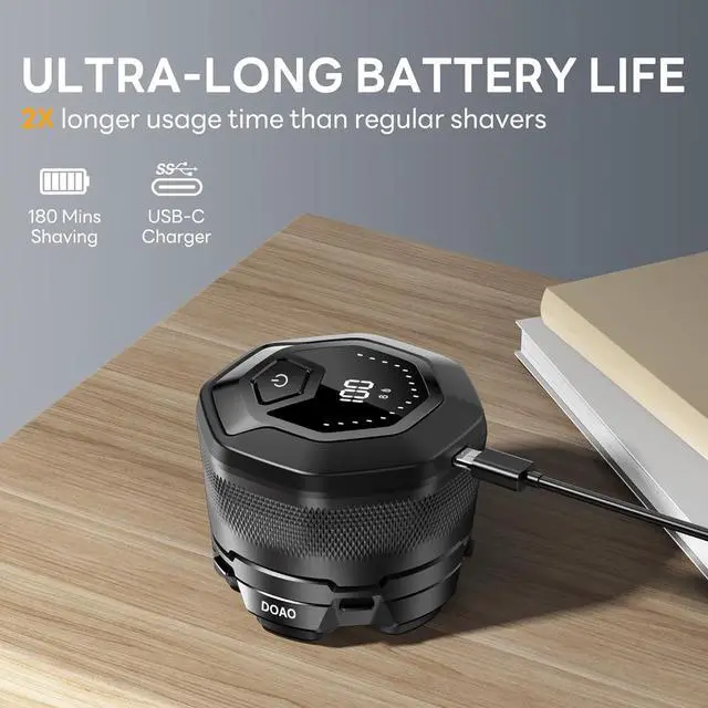 Alt view image 5 of 7 - Head Shaver for Bald MenDOAO Waterproof Wet Dry Bald Head Shavers, 6D LED Display Electric Rechargeable Head Shaving Kit with Type-C Charge