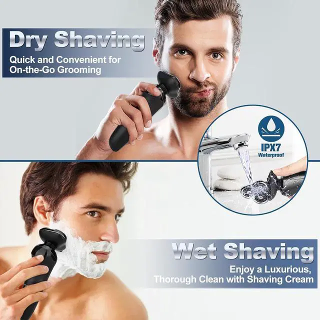 Alt view image 4 of 7 - Electric Razor for Men, Men's Rotary Shavers, Waterproof, Wet and Dry Rechargeable Electric Shaver for Men's Faces with a Cordless and Floating Head,Portable Travel Razor,an Ideal Gift for Men