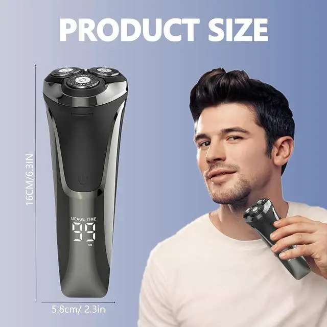 Alt view image 2 of 7 - Snapbuy Electric Razor for Men, Snapbuy Electric Razor Pro of Father, 4D Floating Head Rotary Shaver, Ipx7 Waterproof Electrical Razors, Wet & Dry Rechargeable Electrical Shaver LCD Display (Black)