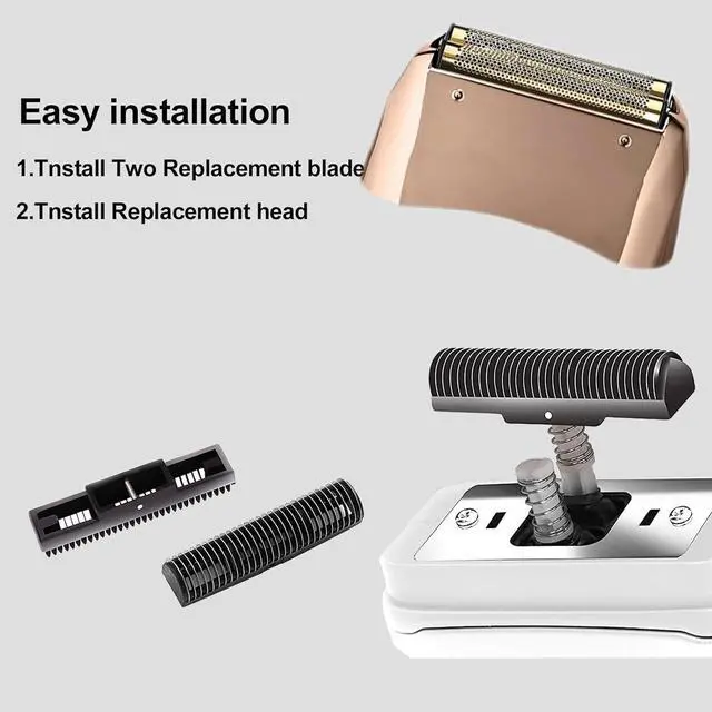 Alt view image 4 of 5 - Shaver Replacement Golden Foil and Cutters Compatible with Andis 17155 Pro Lithium Titanium foil Shaver Replacement Heads(Rose Gold)