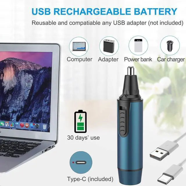 Alt view image 2 of 7 - AREYZIN Ear and Nose Hair Trimmer for Men and Women Professional USB Rechargeable Nose Trimmer Nose Clippers Eyebrow Facial Hair Trimmer Body Grooming Kit IPX7 Waterproof Dual Edge Blades