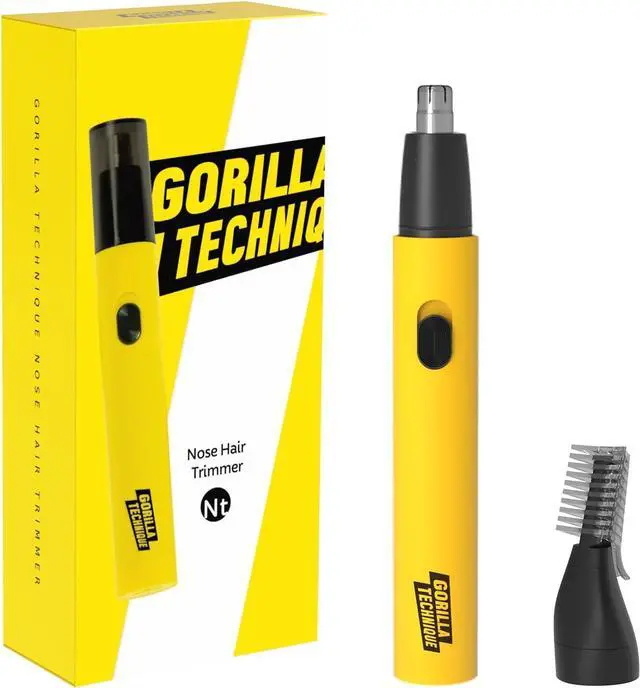Main image of Gorilla Technique Nose Ear Hair Trimmer for Men, Rechargeable 2-in-1 Trimmer for Nose Ear Eyebrow Hair Removal, No Pull No Snag Grooming with High-Speed 10,000rpm Motor, 2 Heads