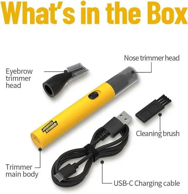 Alt view image 6 of 7 - Gorilla Technique Nose Ear Hair Trimmer for Men, Rechargeable 2-in-1 Trimmer for Nose Ear Eyebrow Hair Removal, No Pull No Snag Grooming with High-Speed 10,000rpm Motor, 2 Heads