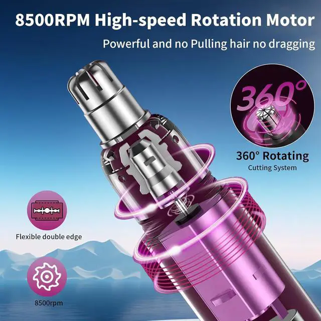 Alt view image 3 of 7 - 2025 Rechargeable Nose and Ear Hair Trimmer with LED Dispaly for Women Men,4 in 1 Painless Eyebrow & Facial Hair Trimmer with Powerful Motor,Ladies Wet & Dry Electric Razor (White)